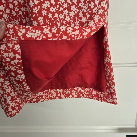 Women's J. Crew Red & White Floral Elastic Waist Midi Skirt | Size Small - Picture 5 of 11
